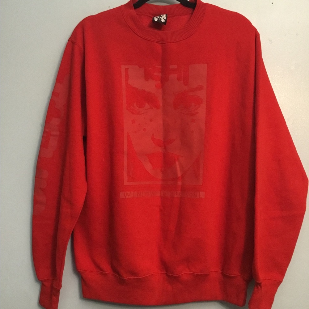 Toshio Bold Red Graphic Crewneck Sweater